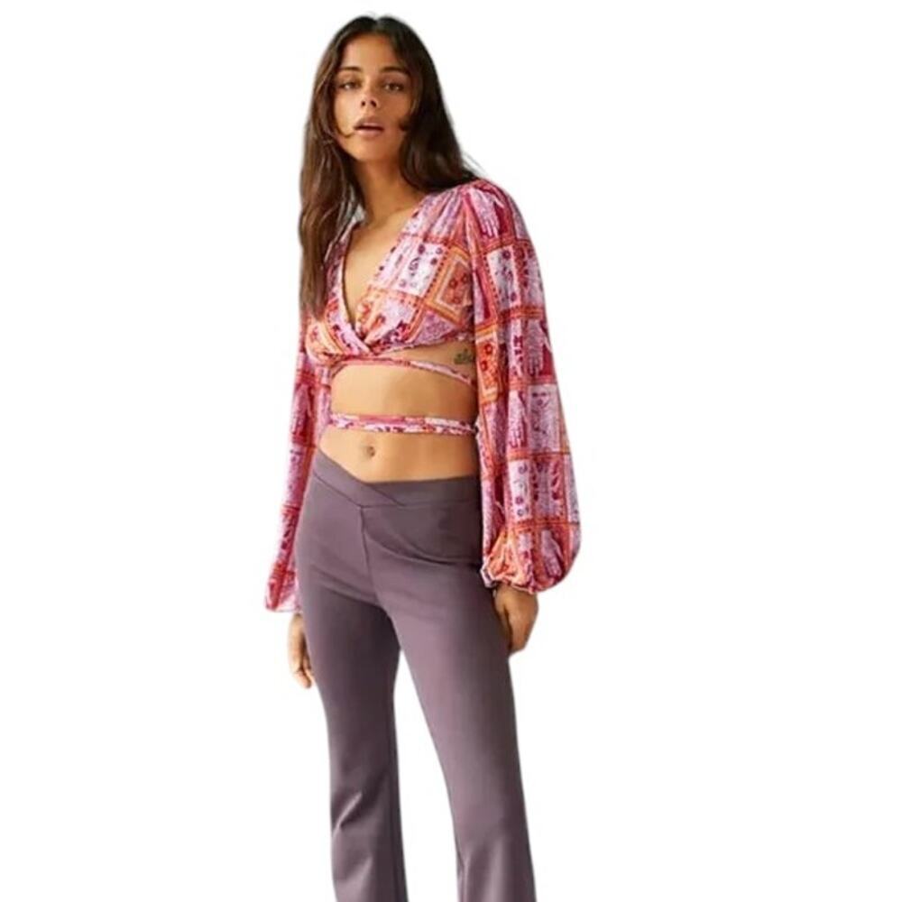 Urban Outfitters Tarot Wrap Crop Top Boho Bell Sleeve Coachella Festival M - Picture 3 of 9